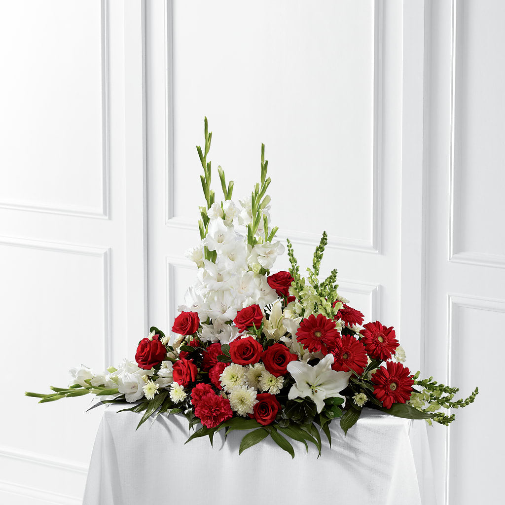 Crimson & White Arrangement – GIA'S GARDEN FLOWER SHOP INC, Bronx NY