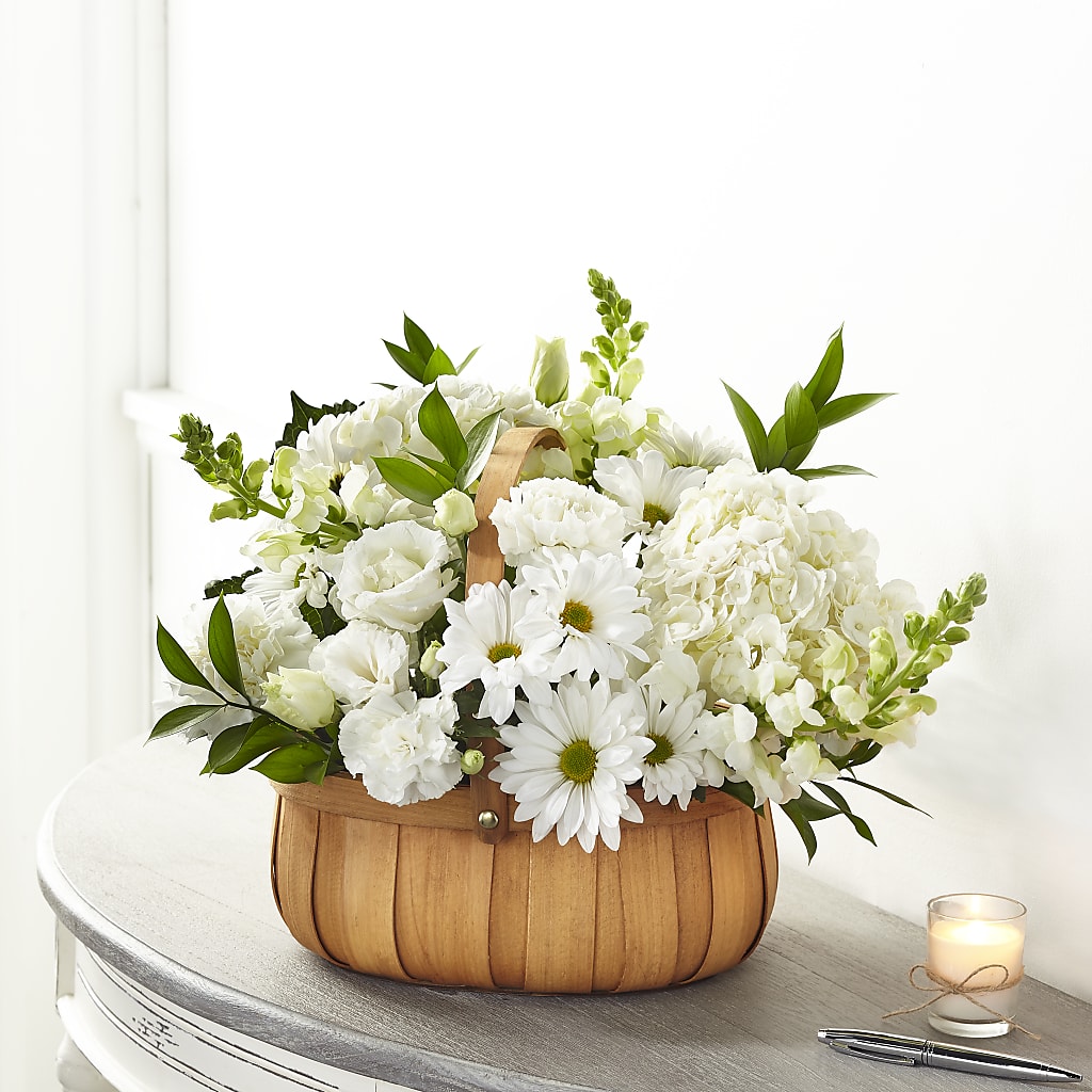 Pure Ivory Basket – GIA'S GARDEN FLOWER SHOP INC, Bronx NY