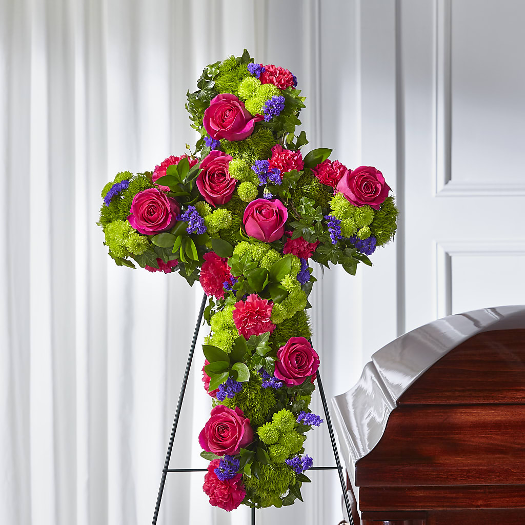 Tribute Rose Floral Cross – GIA'S GARDEN FLOWER SHOP INC, Bronx NY