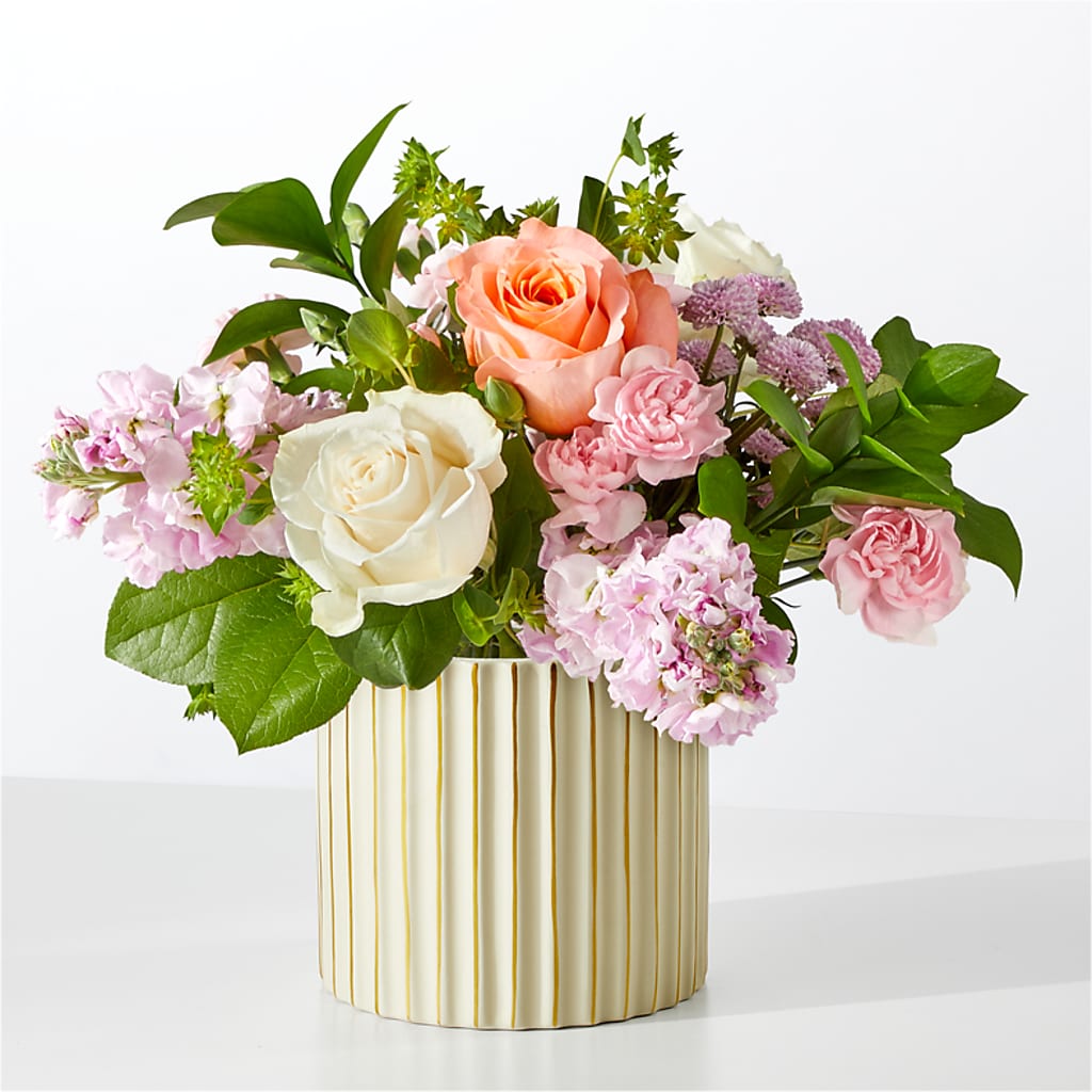 French Market Bouquet with Ivory Vase – GIA'S GARDEN FLOWER SHOP INC, Bronx NY