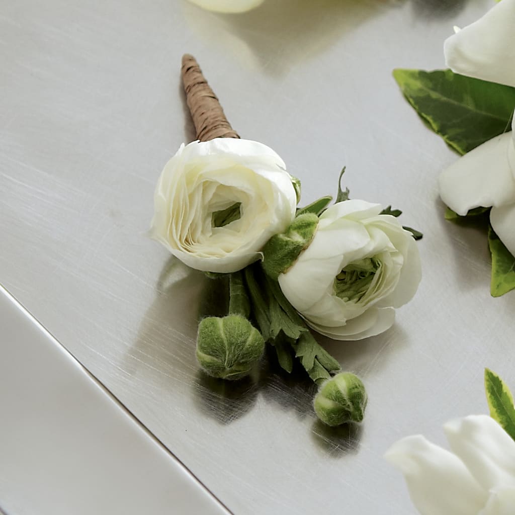 White Ranunculus Boutonniere – GIA'S GARDEN FLOWER SHOP INC, Bronx NY