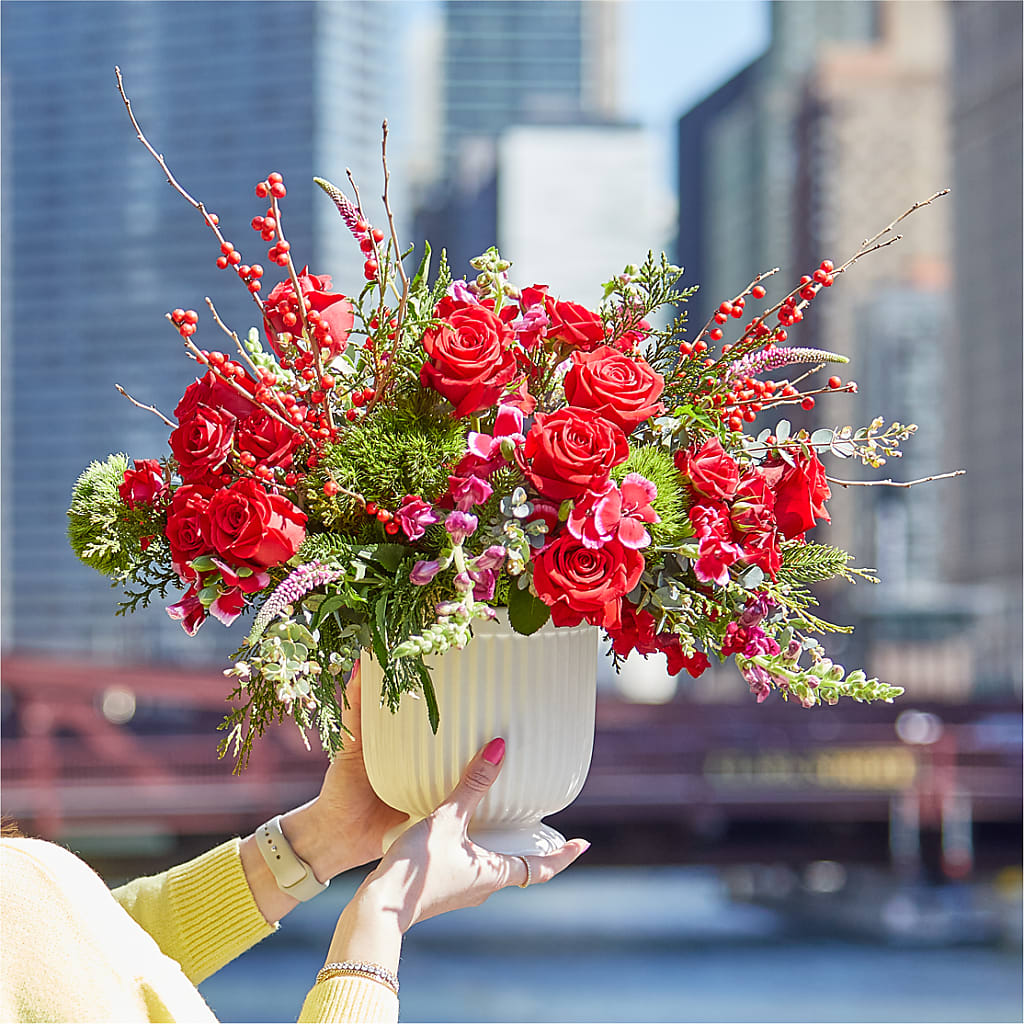 Big Red Bow Bouquet – GIA'S GARDEN FLOWER SHOP INC, Bronx NY