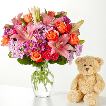 One and Only Bouquet and Bear Bundle – GIA'S GARDEN FLOWER SHOP INC, Bronx NY