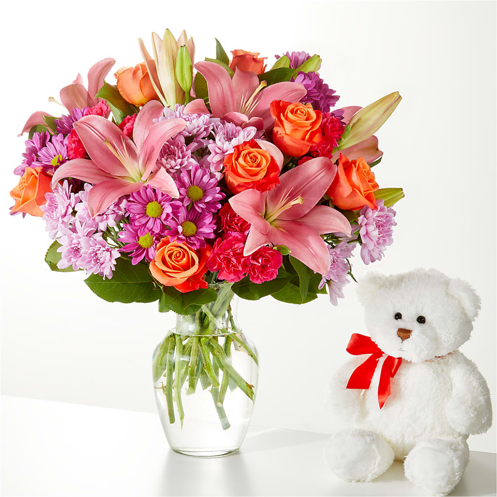 One and Only Bouquet and Bear Bundle – GIA'S GARDEN FLOWER SHOP INC, Bronx NY
