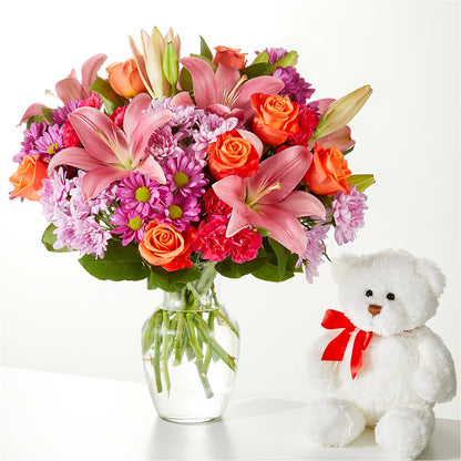 One and Only Bouquet and Bear Bundle – GIA'S GARDEN FLOWER SHOP INC, Bronx NY