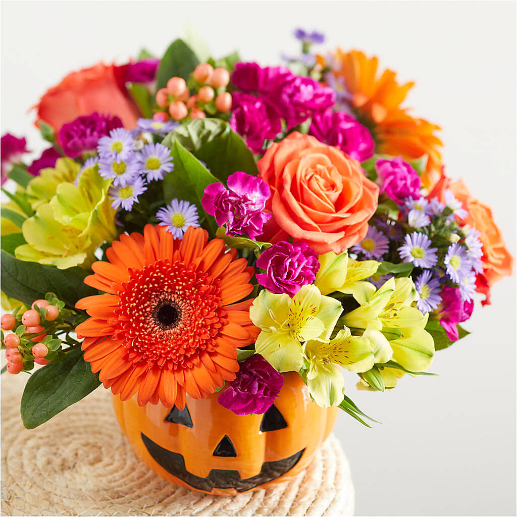 Tricks & Treats Pumpkin – GIA'S GARDEN FLOWER SHOP INC, Bronx NY