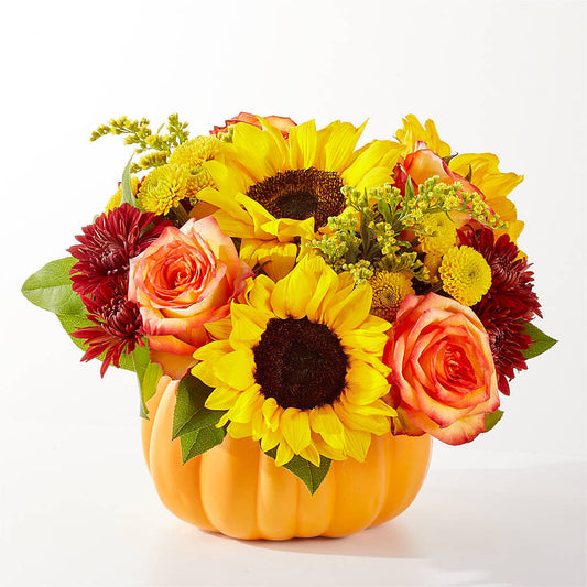 Golden Gourd Pumpkin Bouquet – GIA'S GARDEN FLOWER SHOP INC, Bronx NY