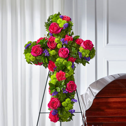 Tribute Rose Floral Cross – GIA'S GARDEN FLOWER SHOP INC, Bronx NY