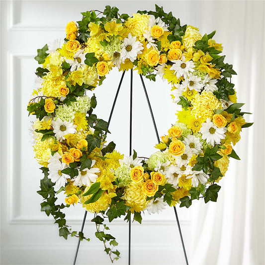 Golden Remembrance Wreath – GIA'S GARDEN FLOWER SHOP INC, Bronx NY