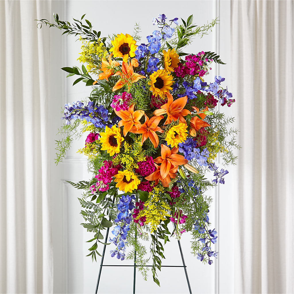Sunlit Memories Standing Spray (Standard) – GIA'S GARDEN FLOWER SHOP INC, Bronx NY