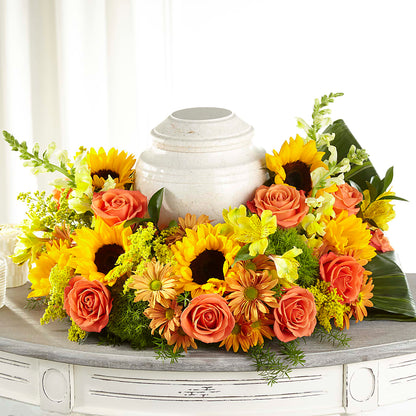 Faithful Sunflower Cremation Adornment – GIA'S GARDEN FLOWER SHOP INC, Bronx NY