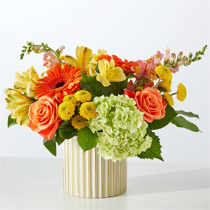 Autumn Sunshine Bouquet with Ivory Vase – GIA'S GARDEN FLOWER SHOP INC, Bronx NY