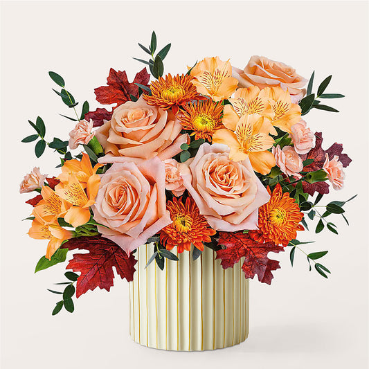Spiced Latte Bouquet with Ivory Vase – GIA'S GARDEN FLOWER SHOP INC, Bronx NY