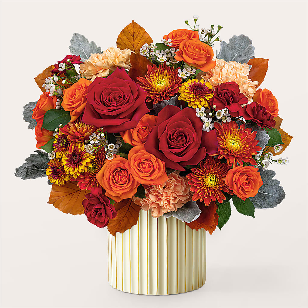 Merlot Bouquet with Ivory Vase – GIA'S GARDEN FLOWER SHOP INC, Bronx NY