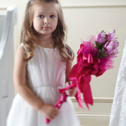 Sparkle Pink Flower Girl Bouquet – GIA'S GARDEN FLOWER SHOP INC, Bronx NY