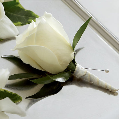 White Rose Boutonniere – GIA'S GARDEN FLOWER SHOP INC, Bronx NY